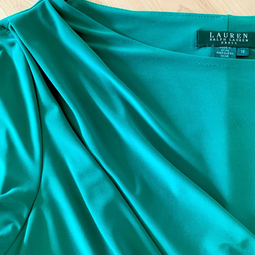 LAUREN RALPH LAUREN GREEN DRESS SIZE 16 long sleeve midi